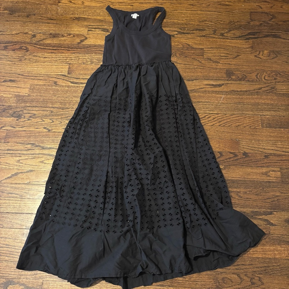 Black Sundance Tank Top Eyelet Cotton Maxi Dress